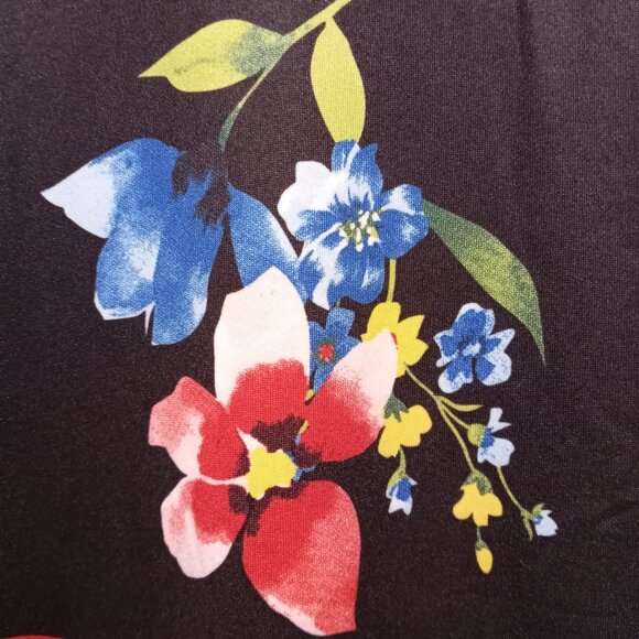 Black Floral Stretchy Dress Flutter Cap Sleeve sz XL NEW - Picture 4 of 5